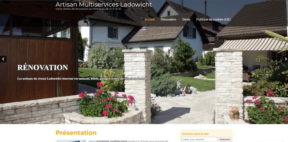 capture page accueil du site Artisan Multiservices Ladowicht